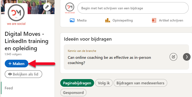 product pagina aanmaken LinkedIn