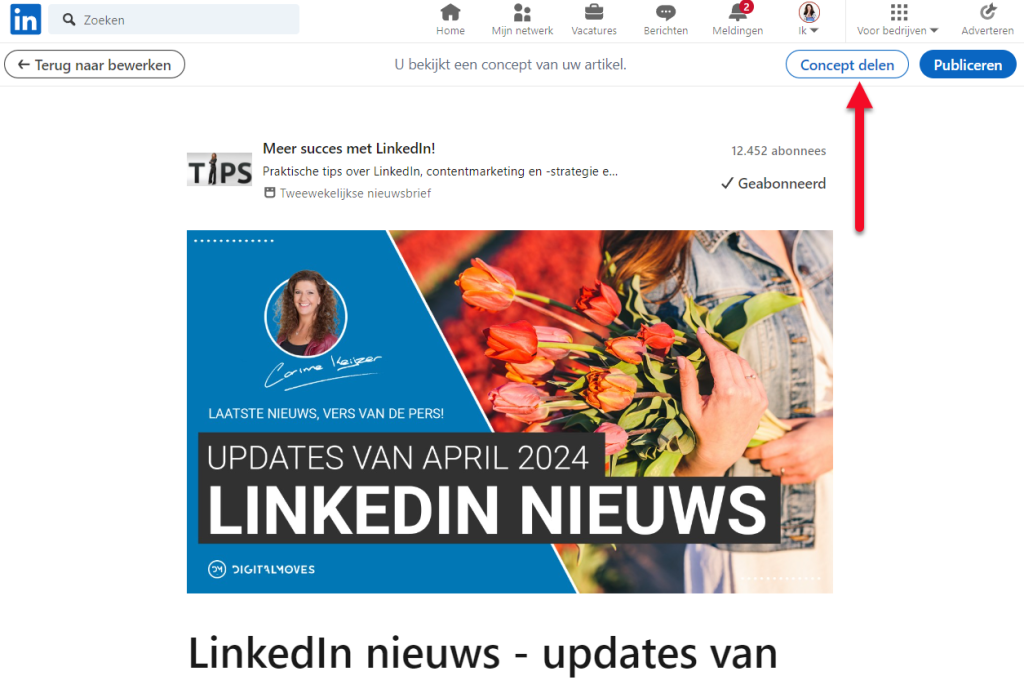 Hoe sla je je artikelen of nieuwsbrief op LinkedIn zichtbaar? LinkedIn expert en trainer Corinne Keijzer geeft uitleg.