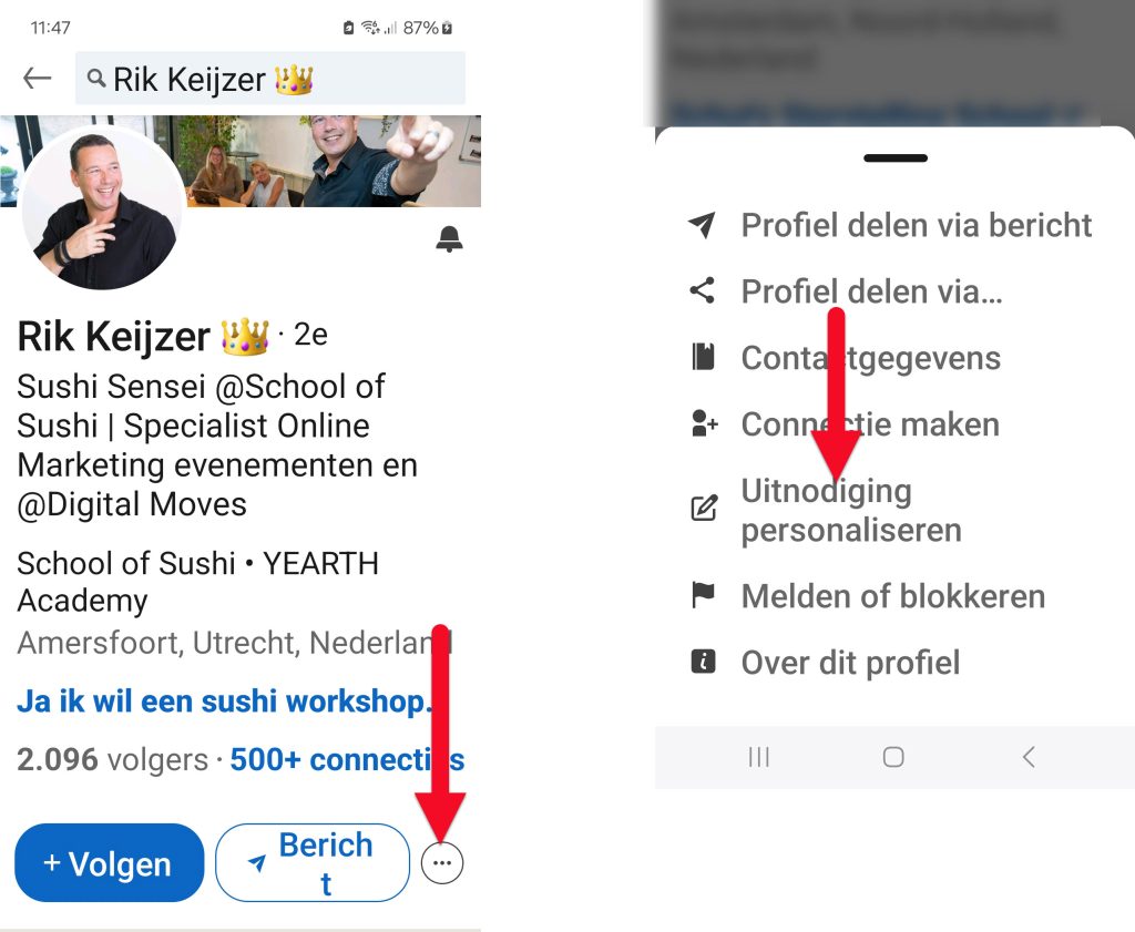 Hoe verstuur je een uitnodiging met berichtje op de mobiele applicatie? LinkedIn expert en trainer Corinne Keijzer legt het je uit.