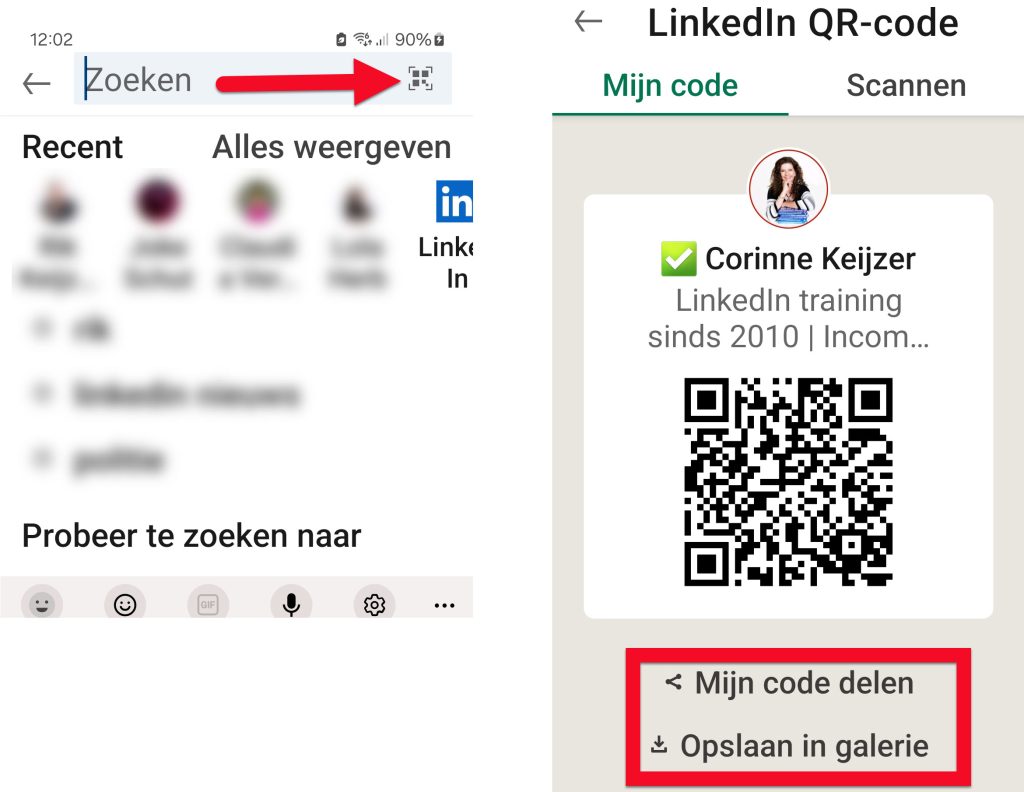 Waar vind ik de qr code op linkedin? LinkedIn expert en trainer Corinne Keijzer legt het je uit.