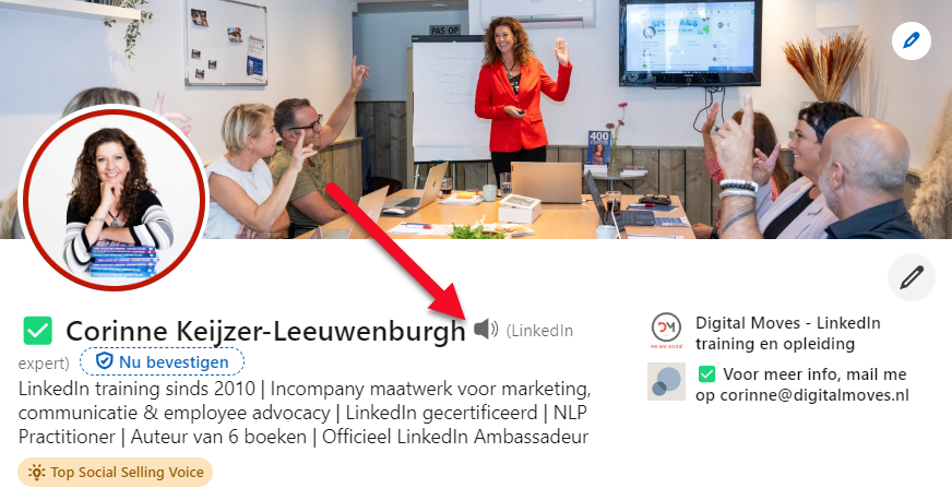 Audio fragment op je LinkedIn profiel, hoe doe je dat? LinkedIn expert Corinne Keijzer legt het je uit.