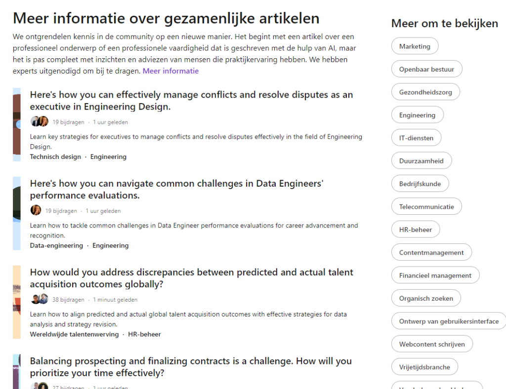 lijst met onderwerpen voor gezamenlijke artikelen