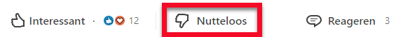 Optie Nutteloos in gezamenlijke artikelen op LinkedIn