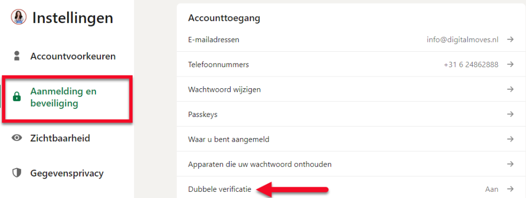 tweestapsverificatie voeg je toe in de instellingen van LinkedIn.