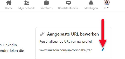 Je past de url van je linkedin profiel aan in de openbare instellingen, klik hiervoor rechts in je profiel.