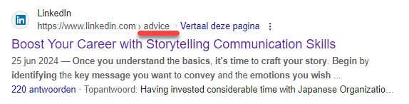 Je herkent gezamenlijke artikelen op LinkedIn aan het woord 'Advice' in de URL.