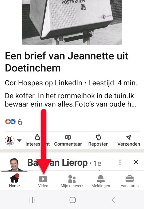 video tab knop linkedin